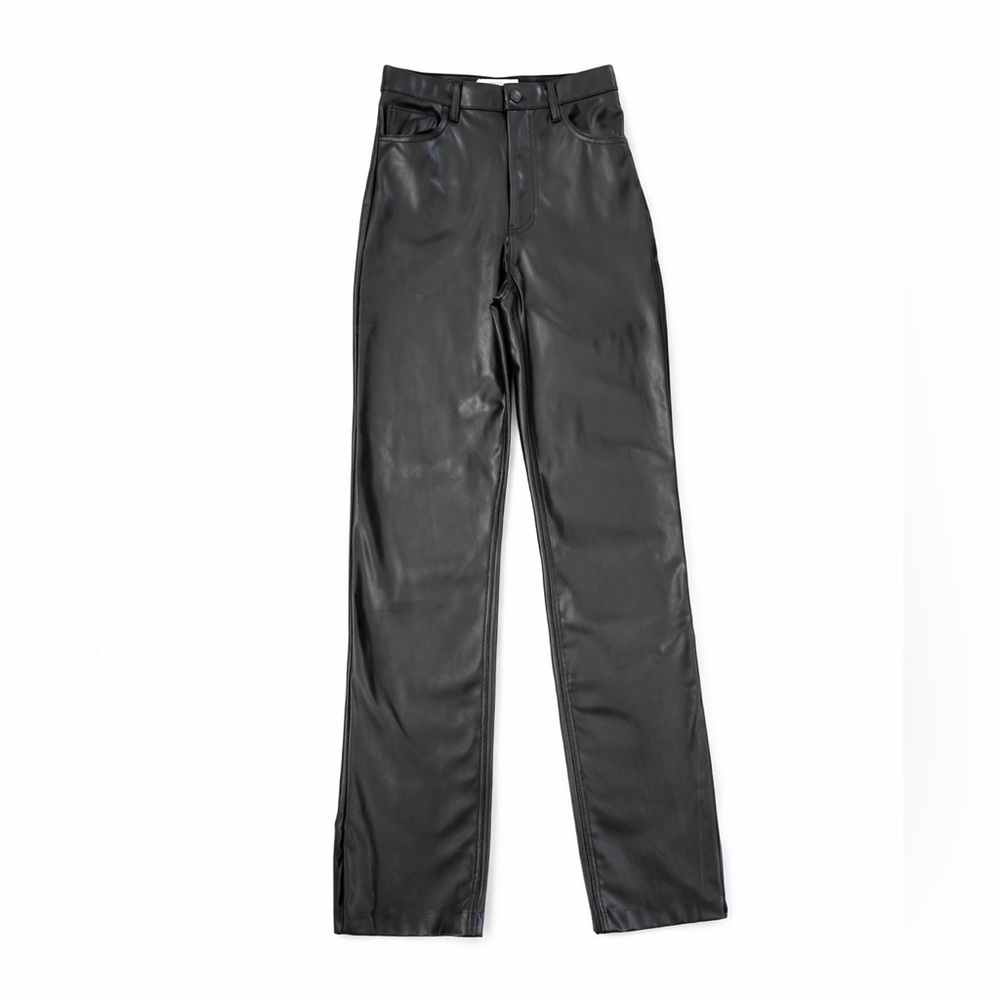 Abercrombie & Fitch 90s Straight Vegan Leather Pants Black Size 28 NWT